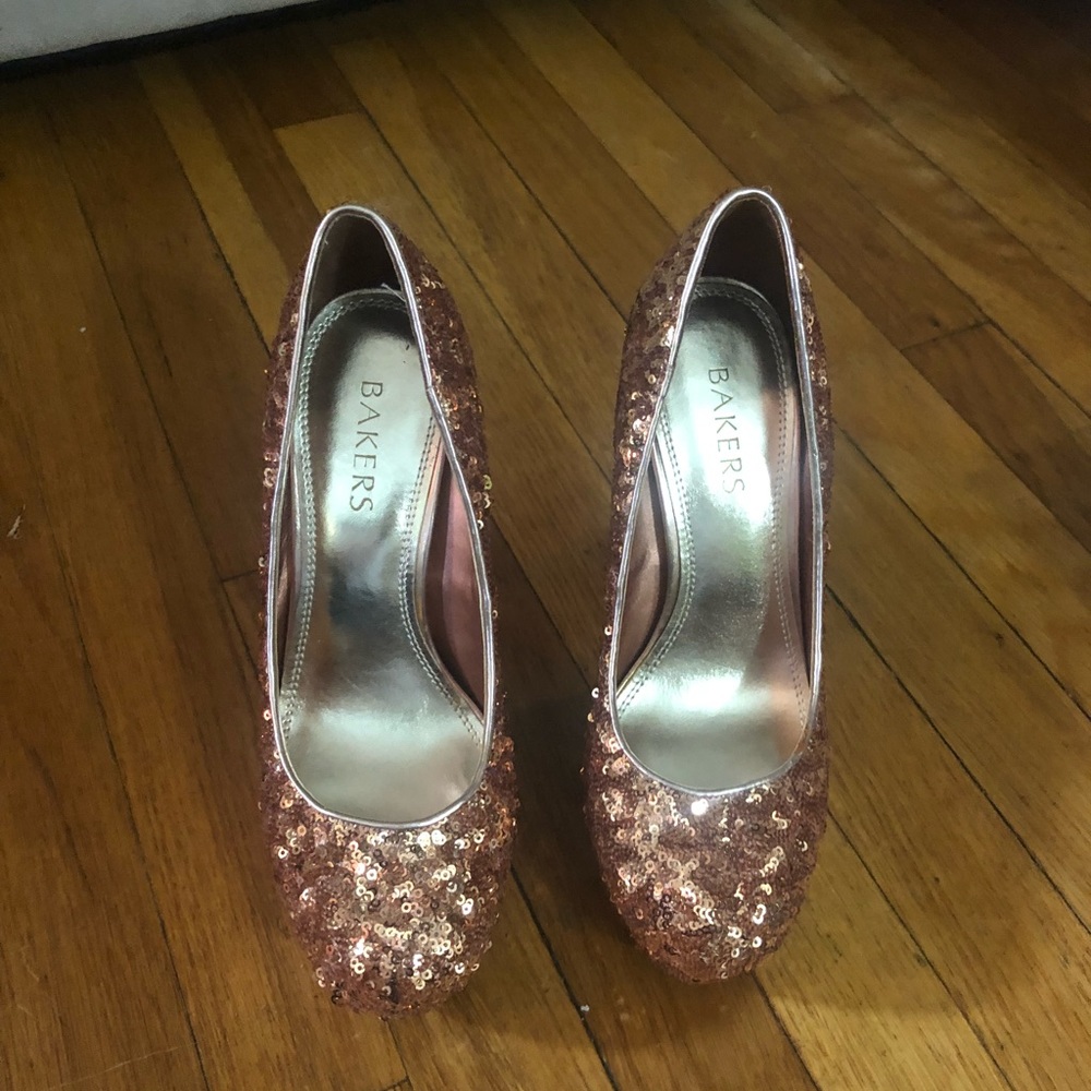 Rose Gold sequin heels